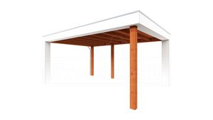 Tijdelijk 15% korting | Buitenverblijf Verona 510x400 cm - Plat dak model links- Plat dak- Onbehandeld lariks Douglas hout- Trendhout