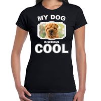Honden liefhebber shirt Shar pei my dog is serious cool zwart voor dames - thumbnail