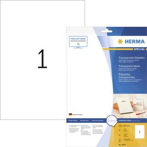 Herma 8964 Folie-etiketten 210 x 297 mm Folie Transparant 10 stuk(s) Permanent hechtend Inkjet