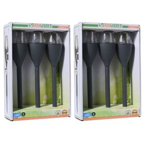 Set van 6x stuks zwarte solar LED lantaarns 31 cm