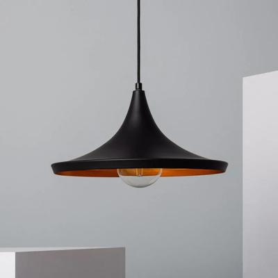 Lampenkap zwart goud retro &apos;Atkin 1&apos; vintage industrieel E27 35 cm