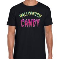 Verkleed t-shirt - Halloween candy - zwart - voor heren - verkleedshirt