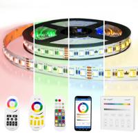 1 meter RGBW led strip complete set - pro 96 leds per meter - multicolor met warm wit | led strip buiten | met afstandsbediening | ledstripkoning