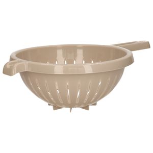 Keuken vergiet/zeef met steel - kunststof - Dia 23 cm x Hoogte 10 cm - beige