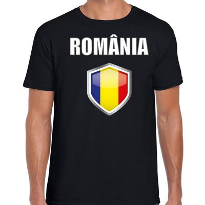 Roemenie vlag thema landen t-shirt - zwart - voor heren - Supporters kleding - korte mouwen