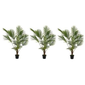 3x Groene Areca/goudpalm kunstplant 125 cm in zwarte plastic pot