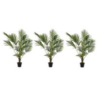 3x Groene Areca/goudpalm kunstplant 125 cm in zwarte plastic pot - thumbnail