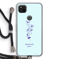 Bloom with grace: Pixel 4a Transparant Hoesje met koord