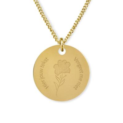 Gepersonaliseerde vergeet-me-nietje vingerafdruk ketting - Stainless steel - 1 vingerafdruk - Goud - 13 mm