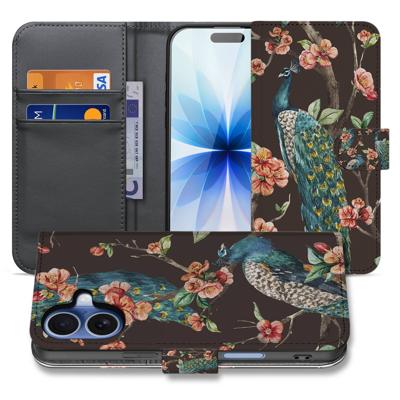 Pauw Met Bloemen Hoesje Voor iPhone 17 Bookcase Hoesje