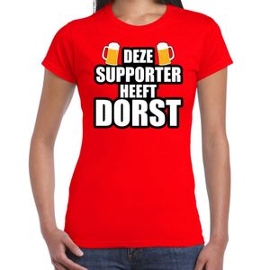 Deze supporter heeft dorst rood t-shirt Belgie supporter EK/ WK voor dames