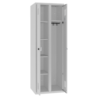 Ruime 1-persoons Kledinglocker met hang- en leggedeelte en toeslaande deuren - H.180 x B.60 cm