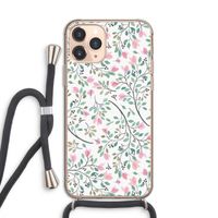 Sierlijke bloemen: iPhone 11 Pro Transparant Hoesje met koord