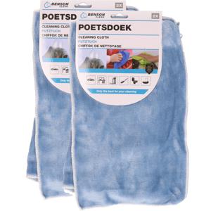 Poetsdoeken - set 4x - extra zacht - microvezel - 2 formaten - blauw