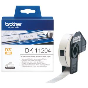 Brother DK-11204 Rol met etiketten 54 x 17 mm Papier Wit 400 stuk(s) Permanent hechtend DK11204 Adresetiketten