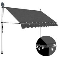 Luifel handmatig uitschuifbaar met LED 300 cm antracietkleurig