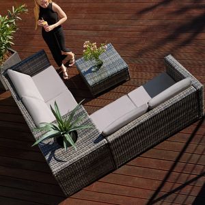 tectake - Wicker zitgroep Siena - diverse kleuren - zwart/grijs 404298