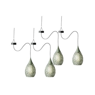 4x stuks groene solar tuinverlichting hanglamp ijzer 21 cm