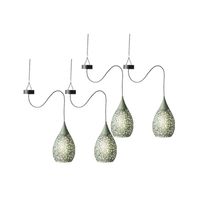 4x stuks groene solar tuinverlichting hanglamp ijzer 21 cm