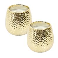 Home Deco Factory Geurkaars - 2x - White Musk - goud - D8 cm - 25 branduren - sierkaars