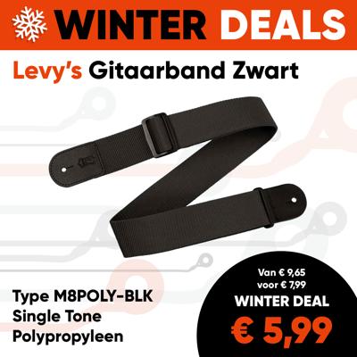 Levy's M8POLY-BLK Single Tone Polypropyleen Gitaarband Zwart - Aanbieding Levy's M8POLY-BLK Single Tone Polypropyleen Gitaarband Zwart - Aanbieding