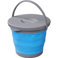 Proplus Afvalemmer opvouwbaar 5 liter 20 x 25 cm blauw/grijs - thumbnail