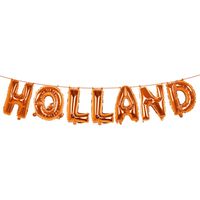 Oranje feest folie ballonenslinger set met tekst HOLLAND 400 cm - thumbnail