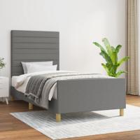 Bedframe zonder matras 90x200 cm stof donkergrijs