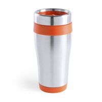 Warmhoudbeker/thermos isoleer&amp;nbsp;koffiebeker/mok - RVS - zilver/oranje - 450 ml   -