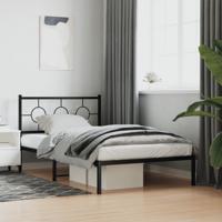 Bedframe met hoofdbord metaal zwart 107x203 cm - thumbnail