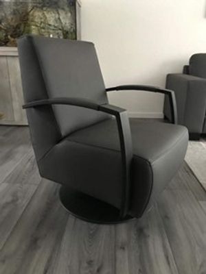 Leren draaifauteuil met stalen frame en schotelvoet - grijs leer - Echt leer, Industrieel, ontdek de vele Leersoorten en Kleuren bij ShopX