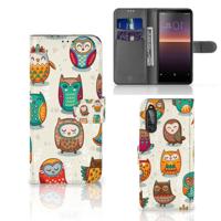 Sony Xperia 10 II | Telefoonhoesje | Met pasjeshouder | Vrolijke Uilen