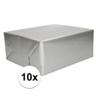 10x Inpakpapier/cadeaupapier zilver 200 x 70 cm op rol - thumbnail