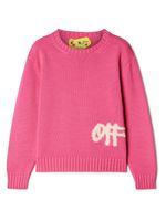 Off-White Kids pull nervuré à logo imprimé - Rose