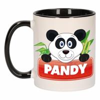Kinder pandabeer mok / beker Pandy zwart / wit 300 ml