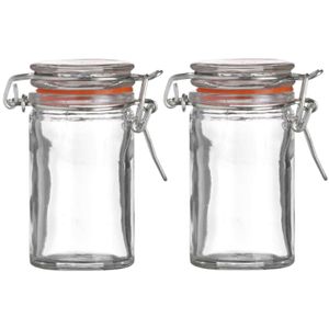 Voorraadpotje/kruidenpotje - 2x - mini - 70 ml - glas - met beugelsluiting