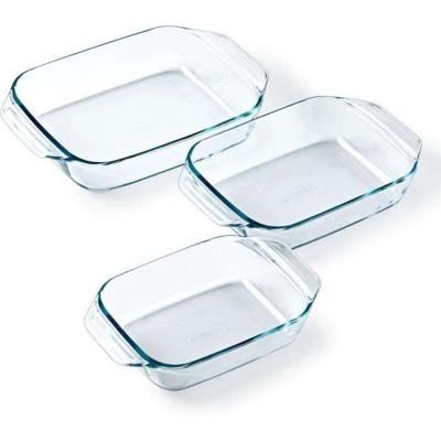 Set van 3 ovenschalen - PYREX - Glas - Rechthoekig - Onweerstaanbaar - 20-25-28 cm