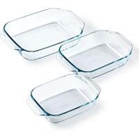 Set van 3 ovenschalen - PYREX - Glas - Rechthoekig - Onweerstaanbaar - 20-25-28 cm