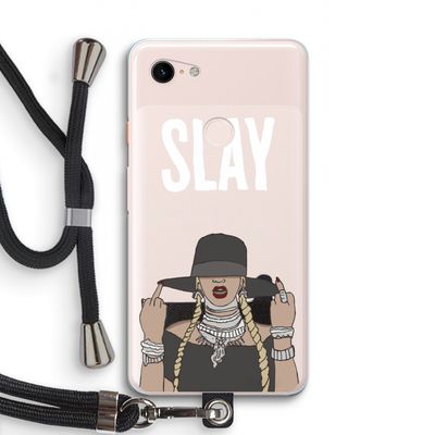 Slay All Day: Pixel 3 XL Transparant Hoesje met koord