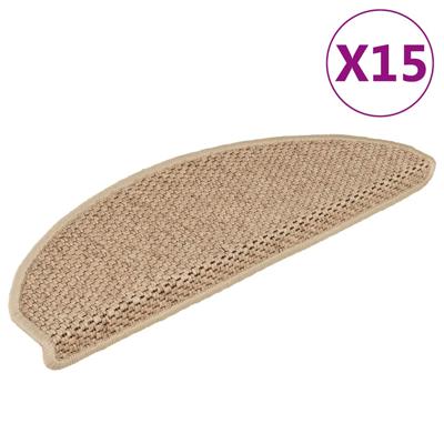 Trapmatten zelfklevend 15 st sisal-look 65x21x4 cm zandkleurig
