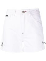 Philipp Plein short en jean à détail d'épingle - Blanc