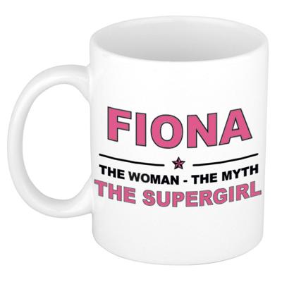 Fiona cadeau mok - Woman Myth Supergirl - naam koffiemok - 300 ml - collega - moederdag