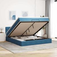 Ottoman bed met matras 160x200cm fluweel donkerblauw