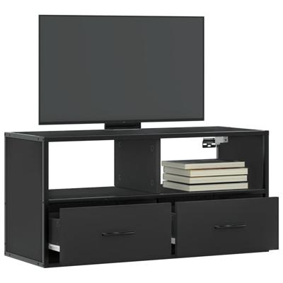 Tv-meubel 80x31x39,5 cm bewerkt hout en metaal zwart