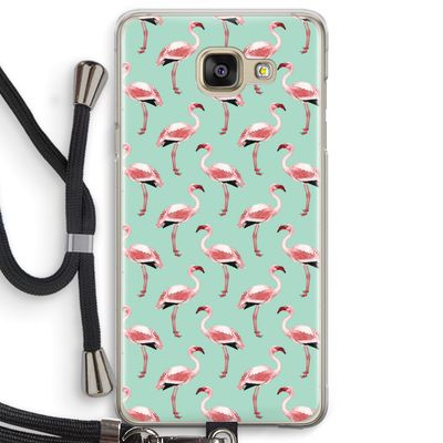 Flamingoprint groen: Samsung Galaxy A5 (2016) Transparant Hoesje met koord