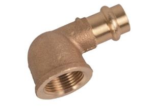 Kirchhoff Overgangshoek van rood messing 90°, blank, 18 mm x 3/4"IT, 1 socket, (P4090g) - 988621555