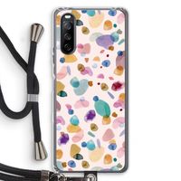 Terrazzo Memphis Pink: Sony Sony Xperia 10 III Transparant Hoesje met koord