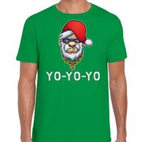 Gangster / rapper Santa fout Kerstshirt / outfit groen voor heren - thumbnail