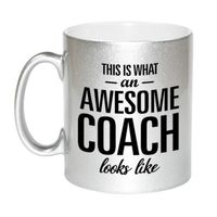 Awesome coach cadeau mok / beker zilver 330 ml