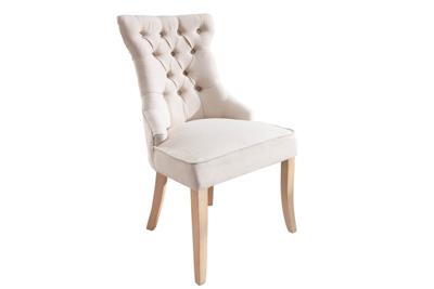 Stoel CASTLE met comfortabele handgreep linnenbeige in landelijke stijl - 40467